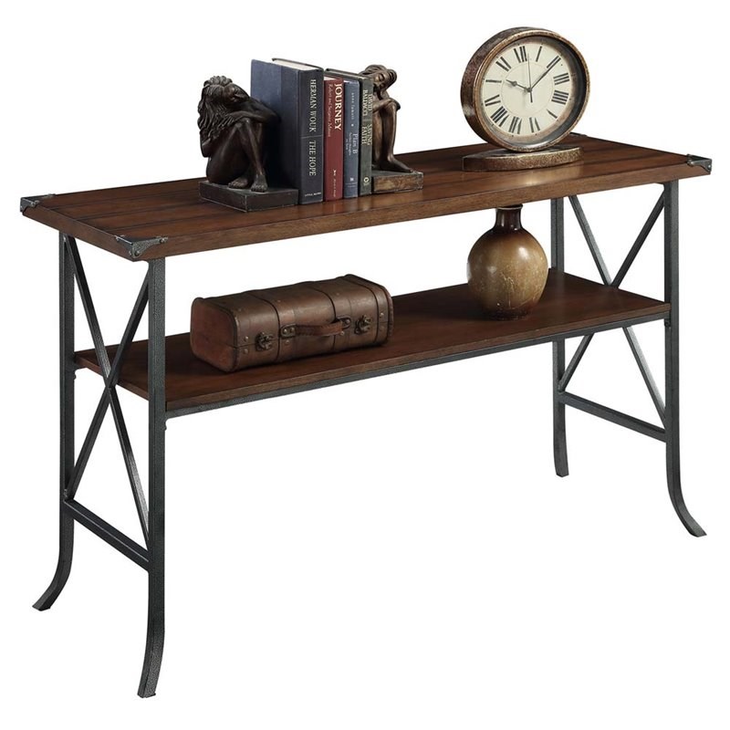 Convenience Concepts Brookline Console Table in Dark Walnut Wood Finish