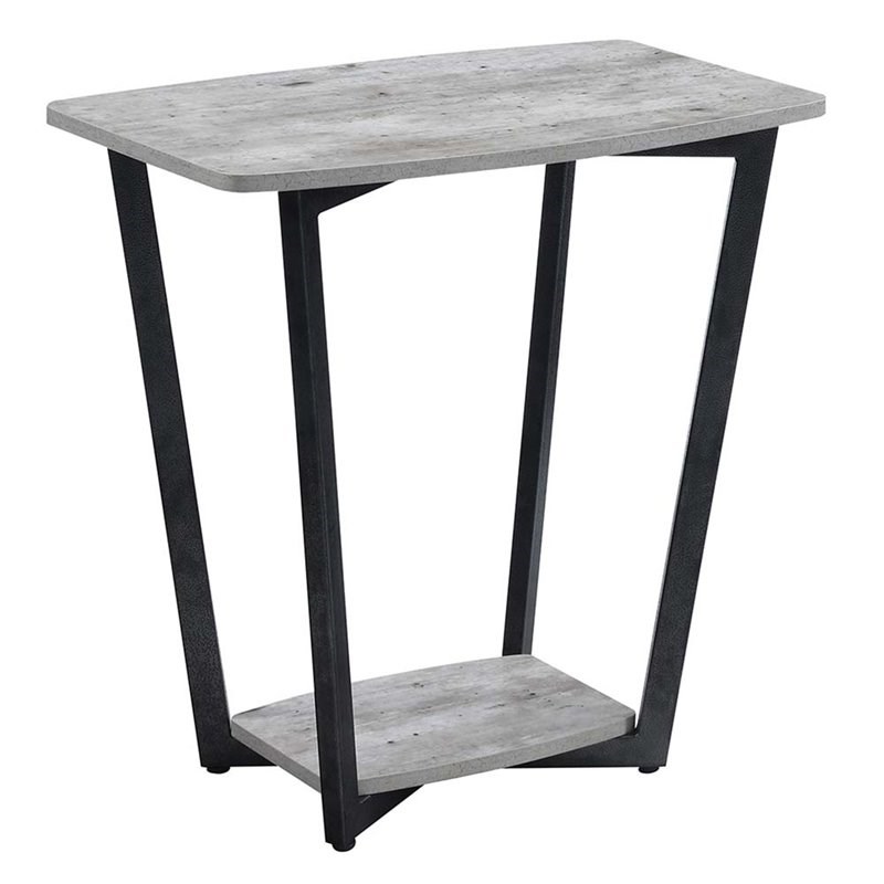 Convenience Concepts Graystone End Table in Gray Faux Birch Wood Finish