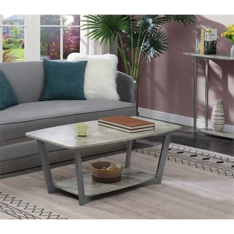 Convenience Concepts Graystone Coffee Table in Gray Faux Birch Wood Finish