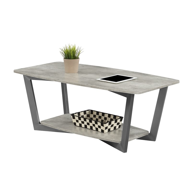 Convenience Concepts Graystone Coffee Table in Gray Faux Birch Wood Finish
