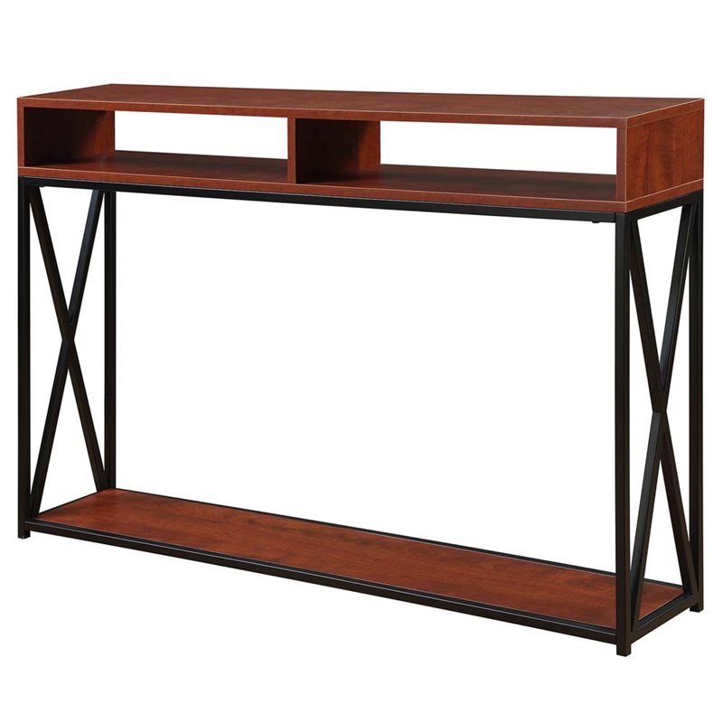 Convenience Concepts Tucson Deluxe Two-Tier Console Table in Cherry Wood Finish