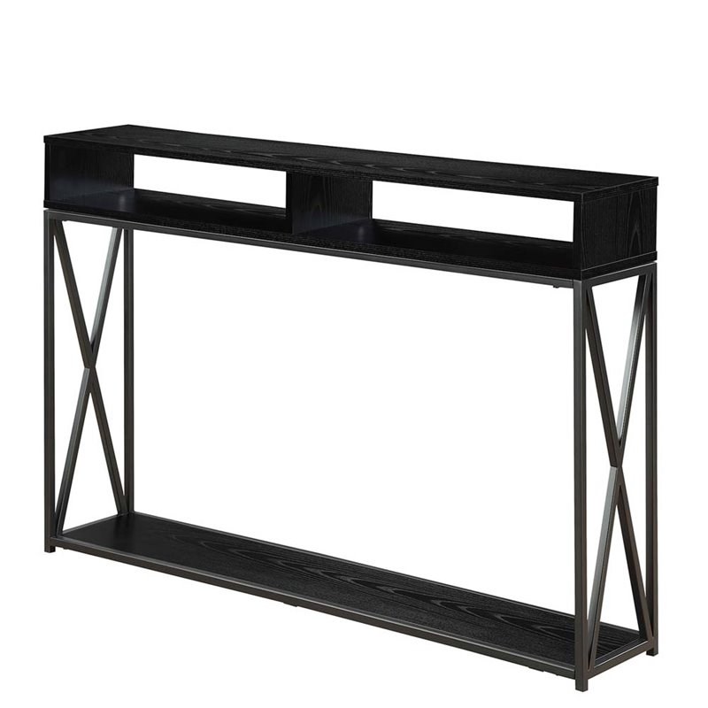 Convenience Concepts Tucson Deluxe Two-Tier Console Table in Black Wood Finish