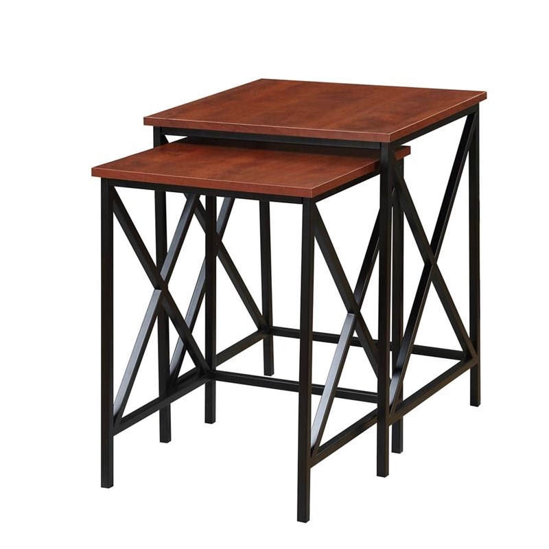 Convenience Concepts Tucson 2-Piece Nesting End Table Set in Cherry Wood Finish