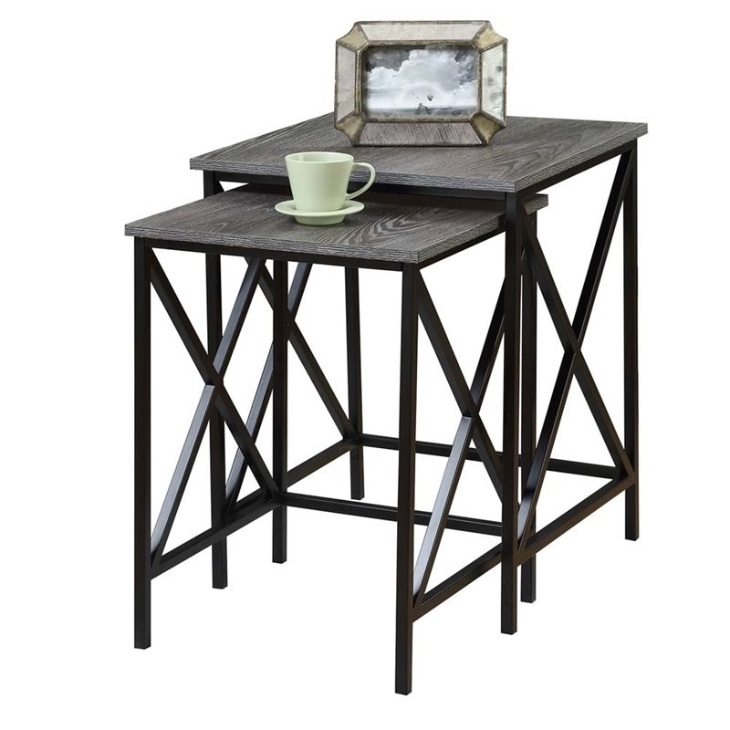 Convenience Concepts Tucson 2 Piece Nesting End Table Set in Gray