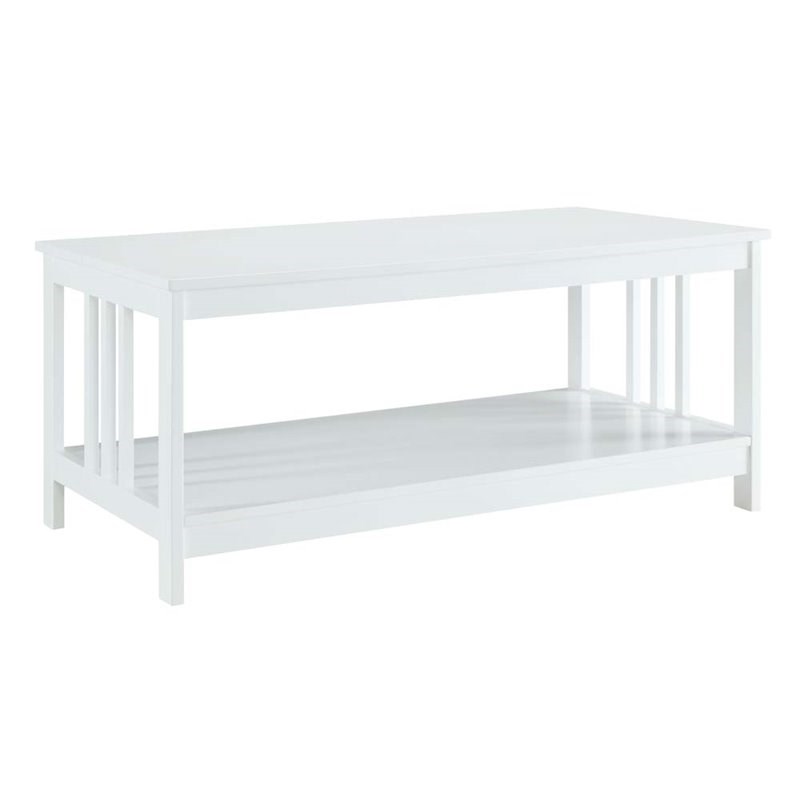 Convenience Concepts Mission Coffee Table in White Wood Finish
