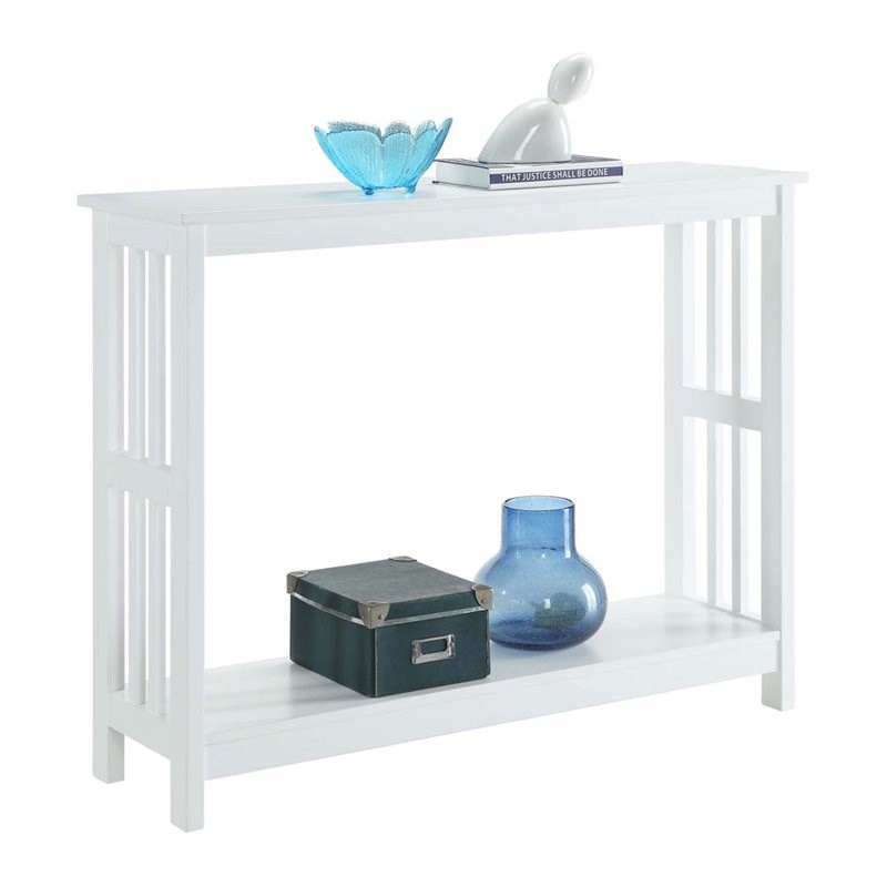 Convenience Concepts Mission Console Table in White Wood Finish