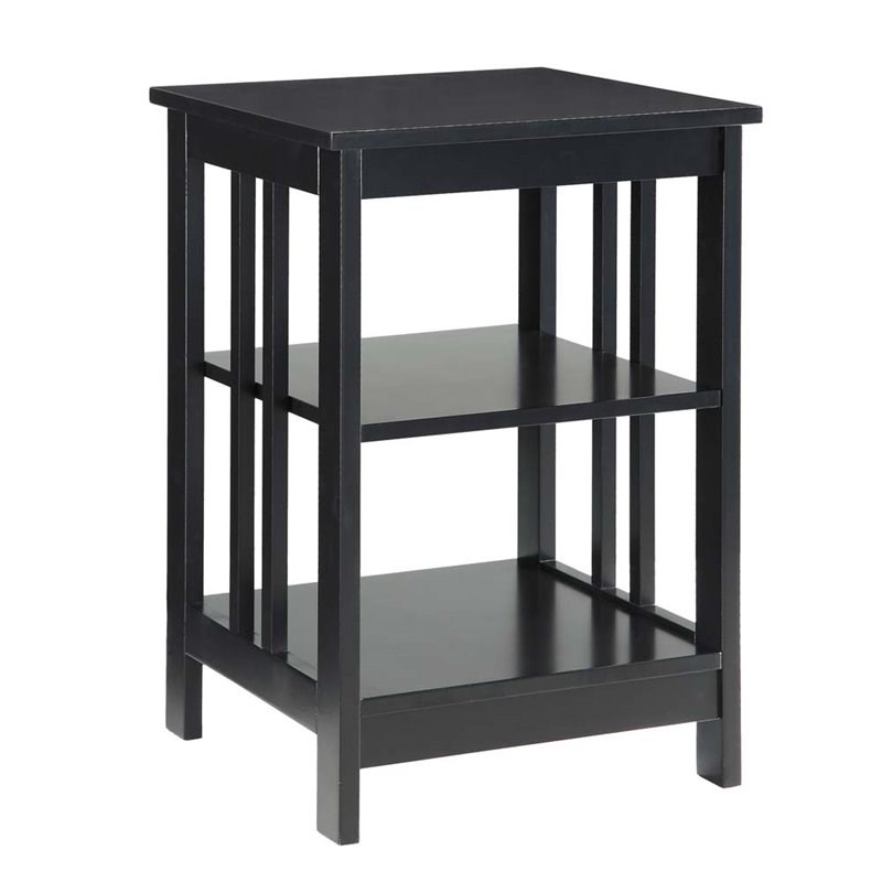 Convenience Concepts Mission Square End Table in Black Wood Finish