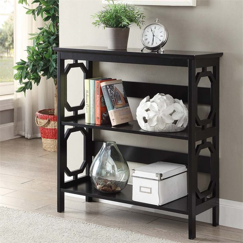 Convenience Concepts Omega Two-Shelf Bookcase in Black Wood Finish