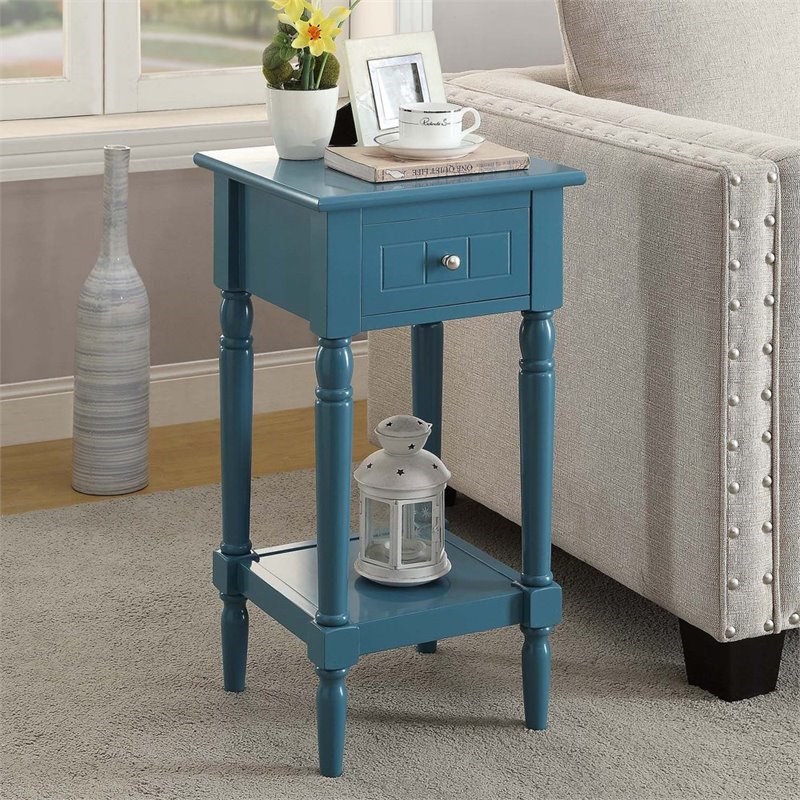 Convenience Concepts French Country Khloe Square End Table in Blue Wood Finish