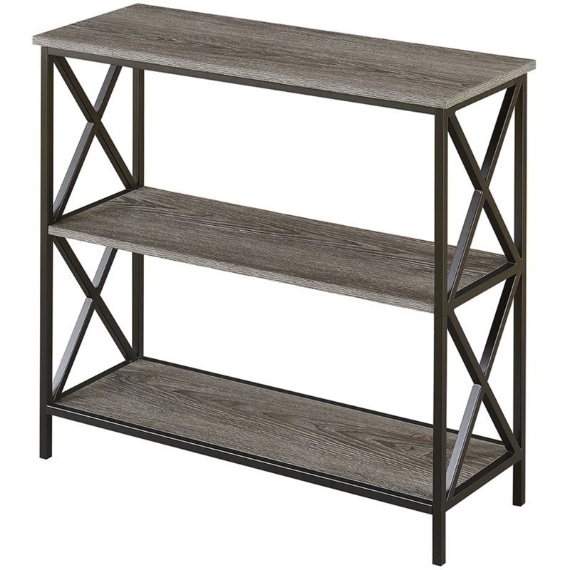 Convenience Concepts Tucson Three-Tier Bookcase in Weathered Gray Wood Finish