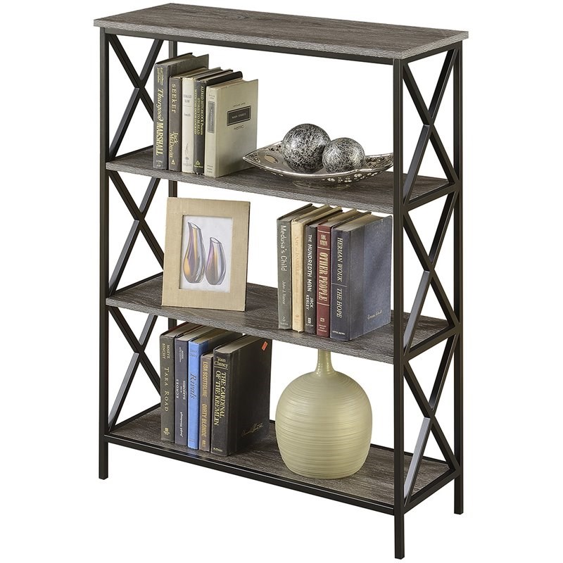 Convenience Concepts Tucson Four-Tier Bookcase in Weathered Gray Wood Finish