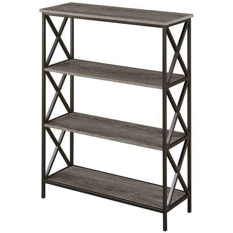 Convenience Concepts Tucson Four-Tier Bookcase in Weathered Gray Wood Finish