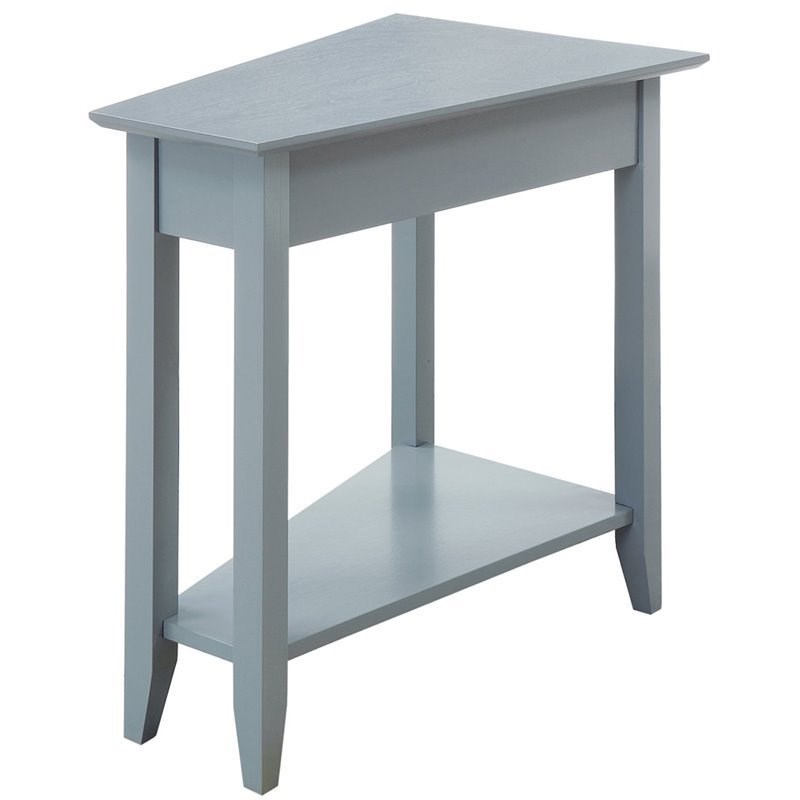 Convenience Concepts American Heritage Wedge End Table in Gray Wood Finish