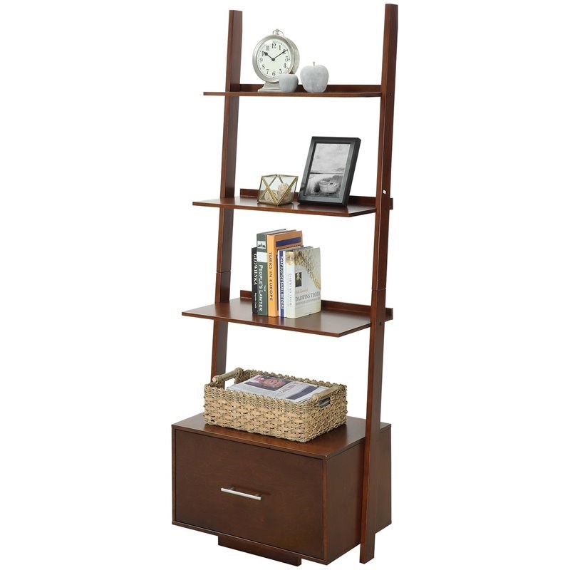 Convenience Concepts American Heritage Bookshelf Ladder in Espresso Wood Finish