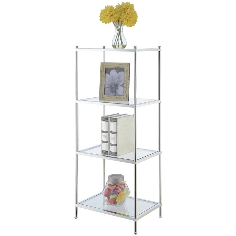 Convenience Concepts Royal Crest Four-Tier Tower/ Clear Glass with Chrome Metal