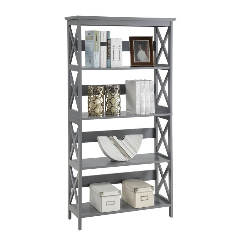 Convenience Concepts Oxford Five-Tier Bookcase in Gray Wood Finish