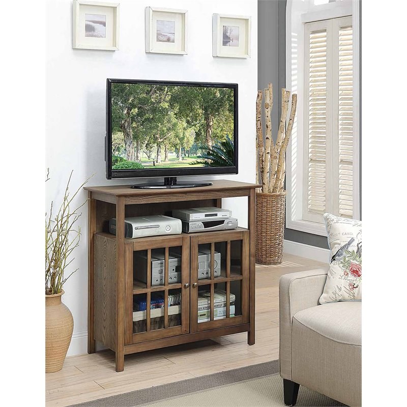 Convenience Concepts Big Sur Highboy TV Stand in Cinnamon Driftwood Wood Finish