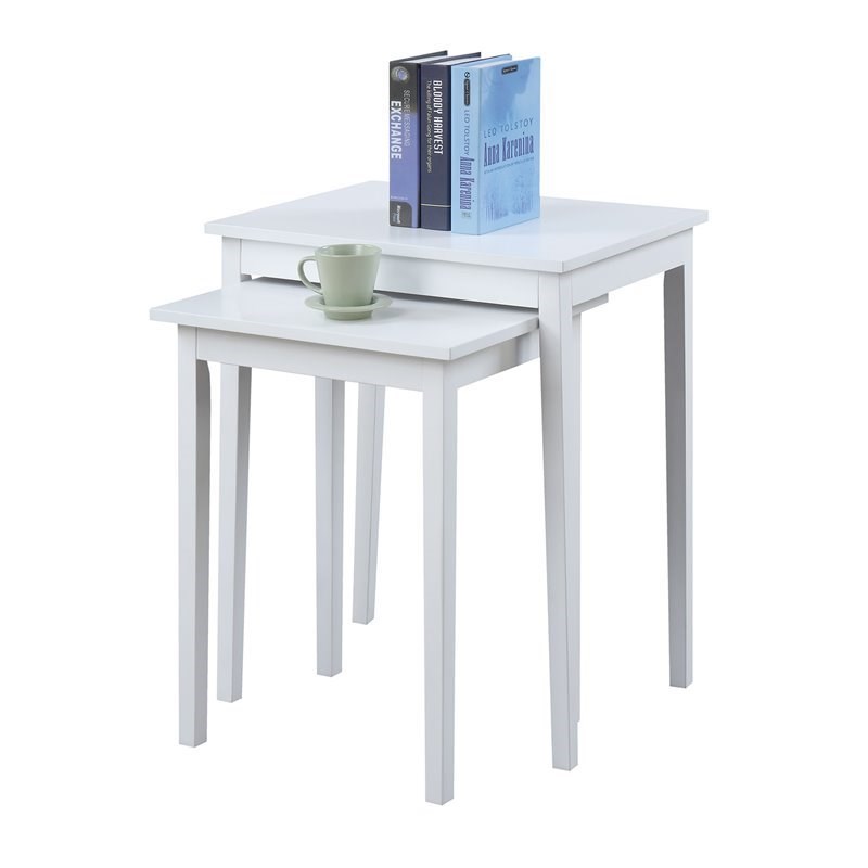 Convenience Concepts American Heritage Nesting End Tables in White Wood Finish
