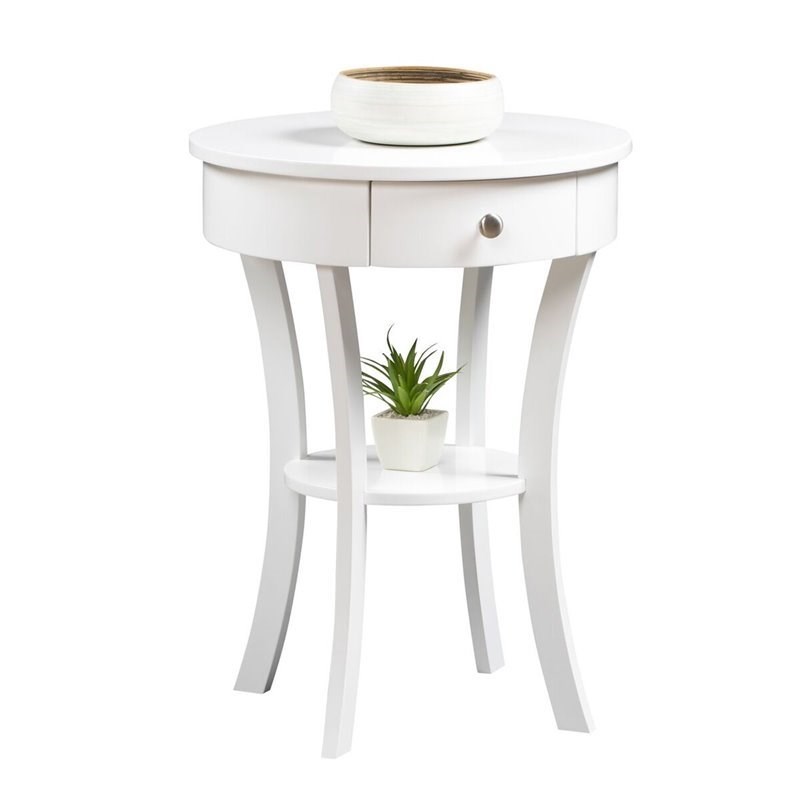 Convenience Concepts Classic Accents Schaffer End Table in White Wood Finish