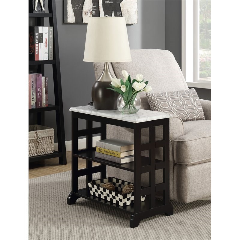 Convenience Concepts American Heritage Baldwin Chairside Table in Black Wood