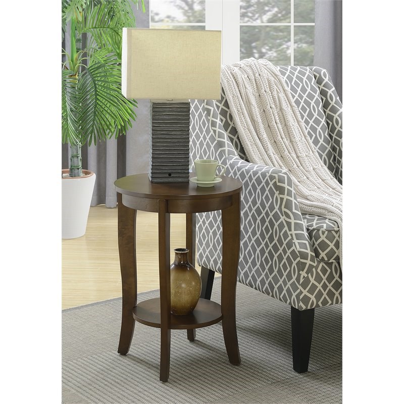 Convenience Concepts American Heritage Round End Table in Espresso Wood Finish