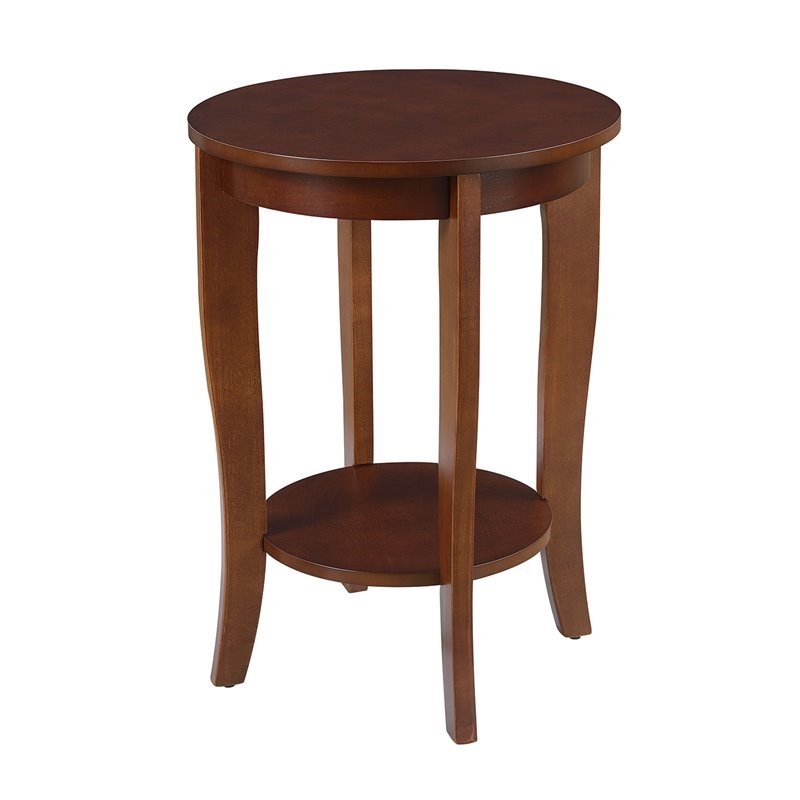 Convenience Concepts American Heritage Round End Table in Mahogany Wood Finish