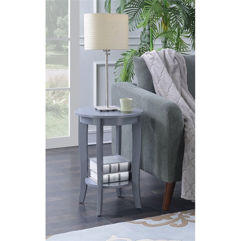 Convenience Concepts American Heritage Round End Table in Gray Wood Finish