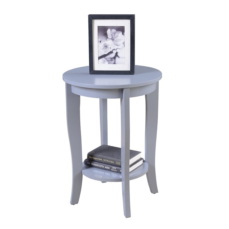 Convenience Concepts American Heritage Round End Table in Gray Wood Finish