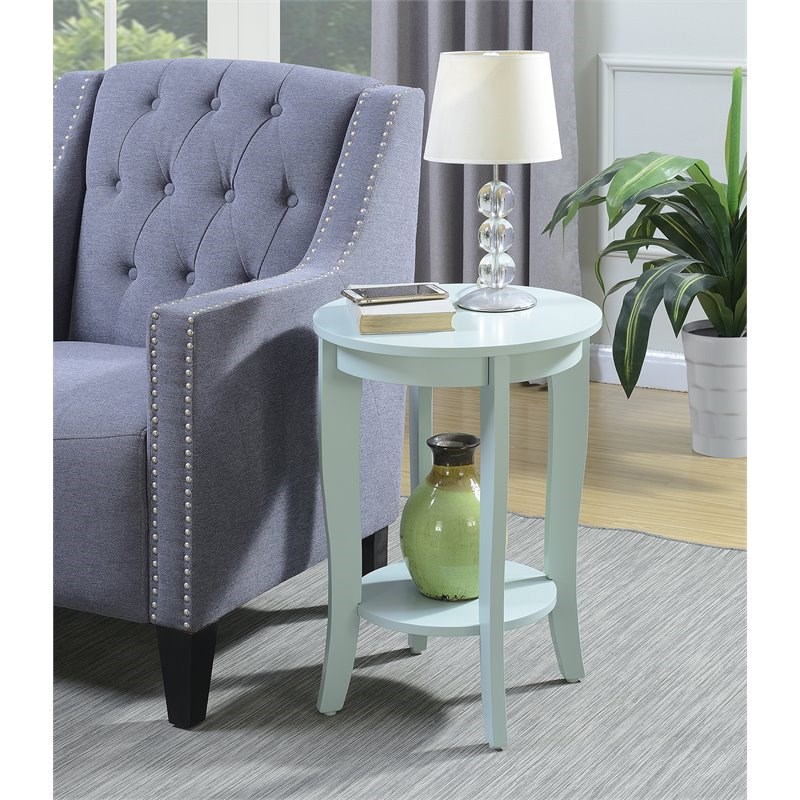 Convenience Concepts American Heritage Round End Table in Sea Foam Green Wood