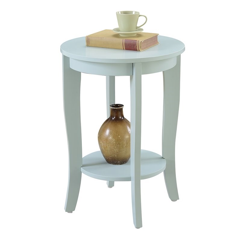 Convenience Concepts American Heritage Round End Table in Sea Foam Green Wood