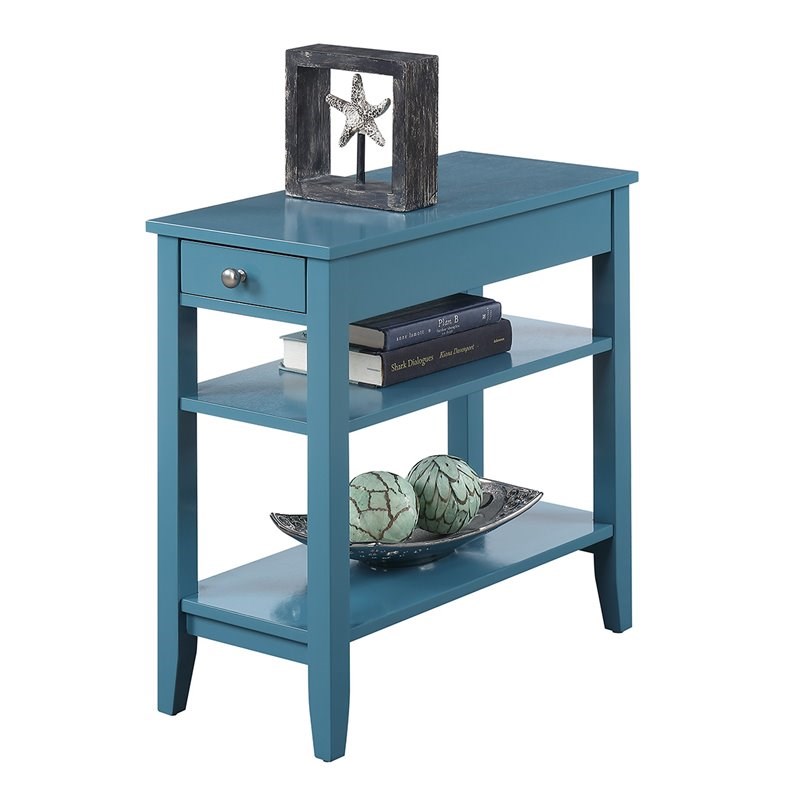 Convenience Concepts American Heritage Three-Tier End Table in Blue Wood Finish