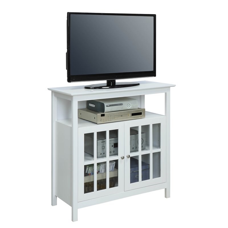 Convenience Concepts Big Sur Highboy TV Stand in White Wood Finish