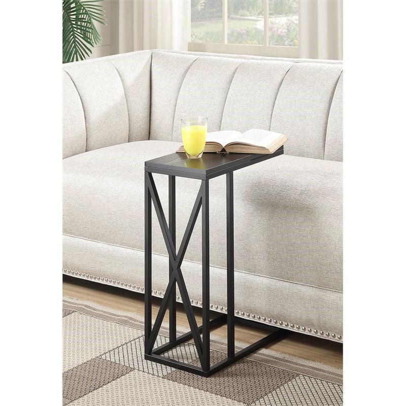 Convenience Concepts Tucson C End Table in Black Wood Finish and Metal Frame