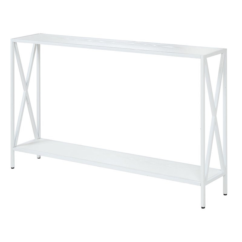 Convenience Concepts Tucson Console Table in White Wood Finish and Metal Frame