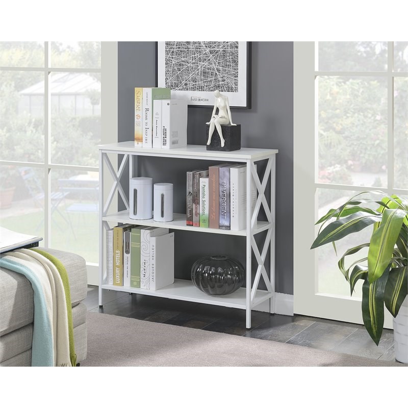 Convenience Concepts Tucson 3 Tier Bookcase in White Wood Finish