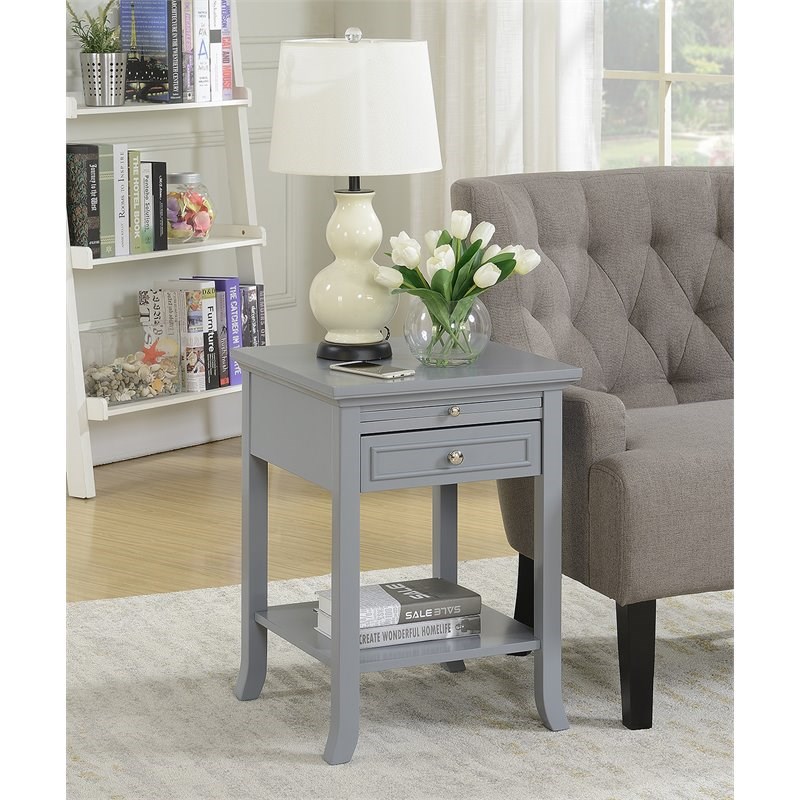 Convenience Concepts American Heritage Logan End Table in Gray Wood Finish