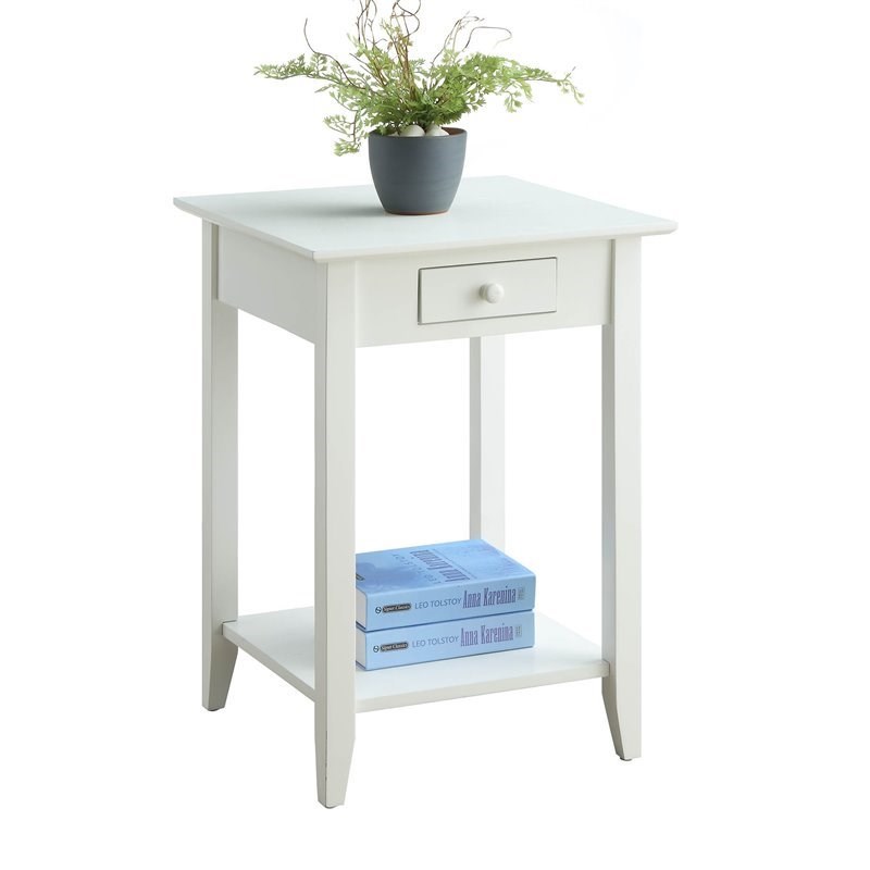 Convenience Concepts American Heritage End Table in White Wood Finish