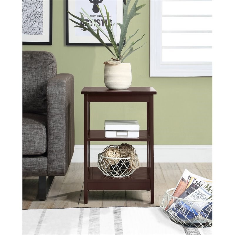 Convenience Concepts Mission Square End Table in Espresso Wood Finish