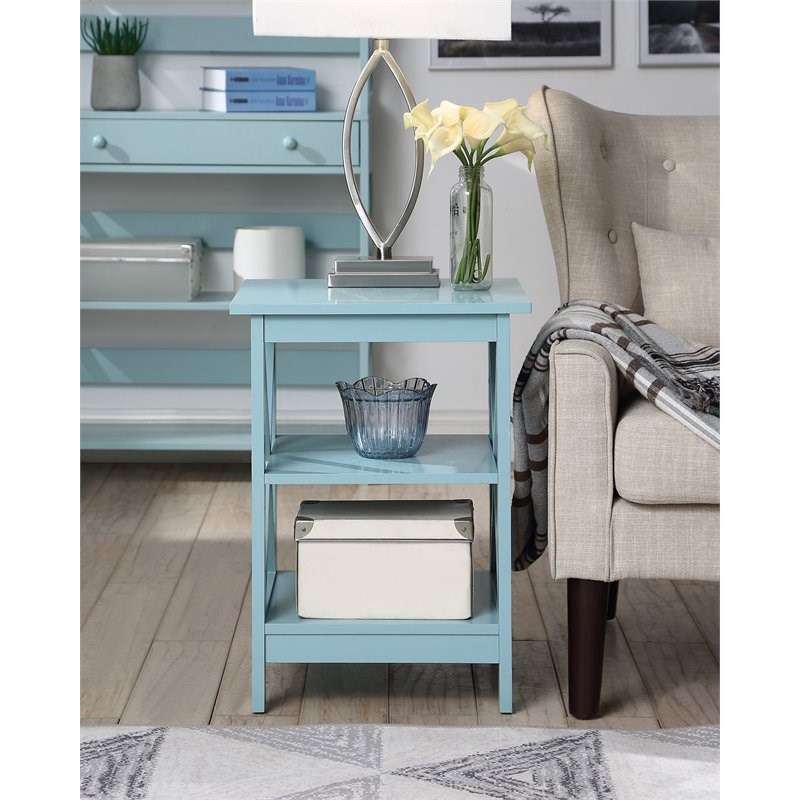 Convenience Concepts Oxford Square End Table in Sea Foam Green Wood Finish