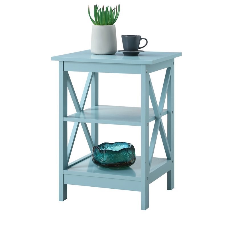 Convenience Concepts Oxford Square End Table in Sea Foam Green Wood Finish