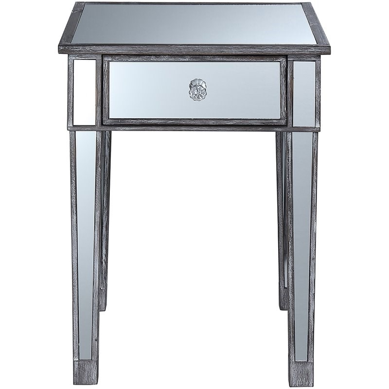 Convenience Concepts Gold Coast One-Drawer End Table in Mirrored Glass