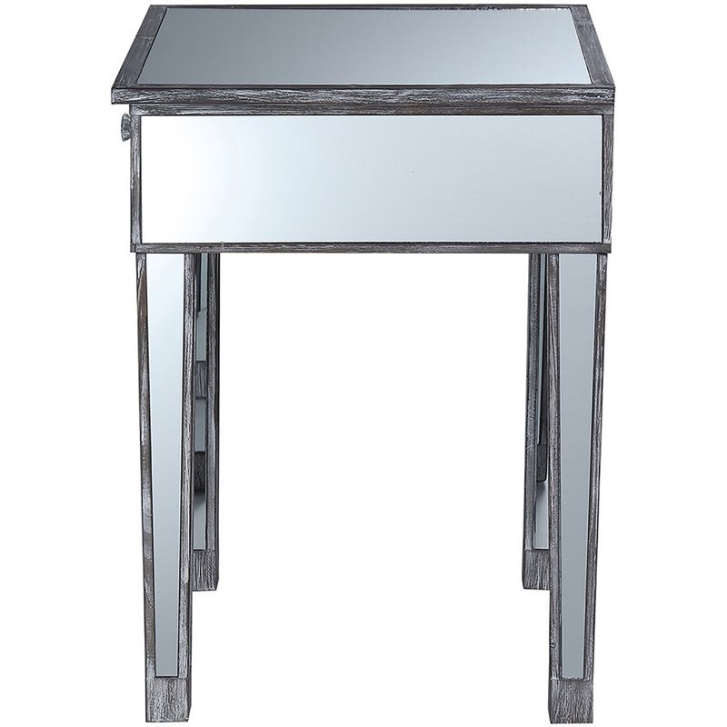 Convenience Concepts Gold Coast One-Drawer End Table in Mirrored Glass