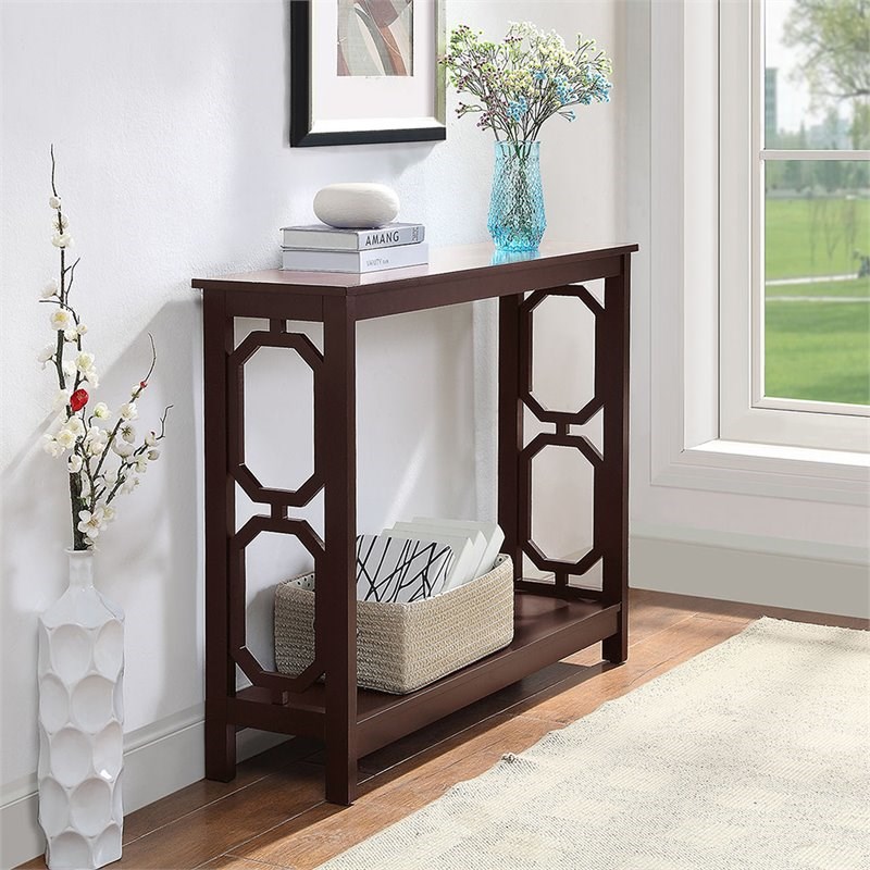 Convenience Concepts Omega Console Table In Espresso Wood Finish Homesquare Convenience Concepts Omega Console, Convenience Concepts Omega Console Table Gray