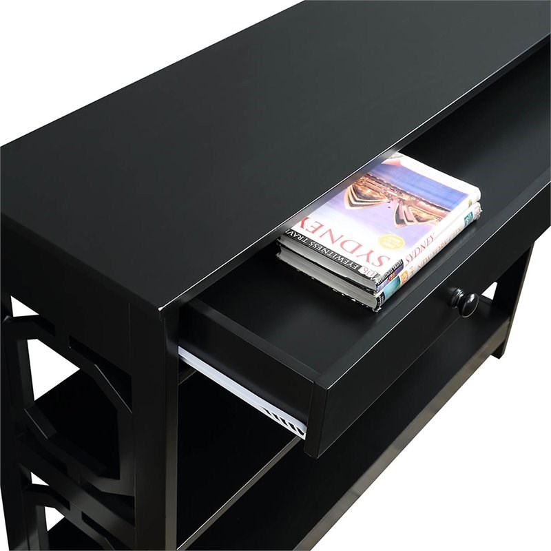 Convenience Concepts Omega Storage Console Table in Black Wood Finish