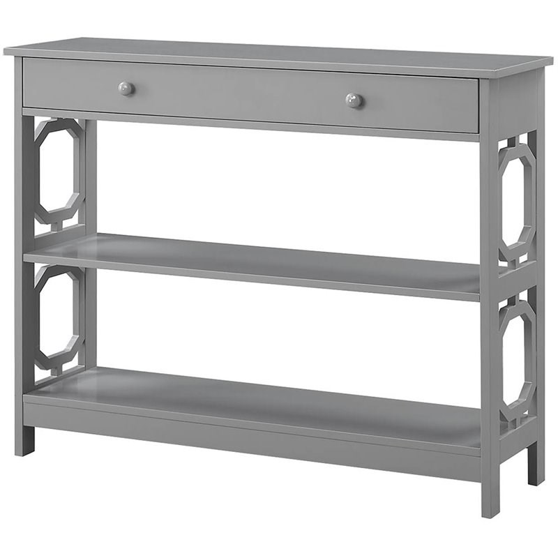 Convenience Concepts Omega Storage Console Table in Gray Wood Finish