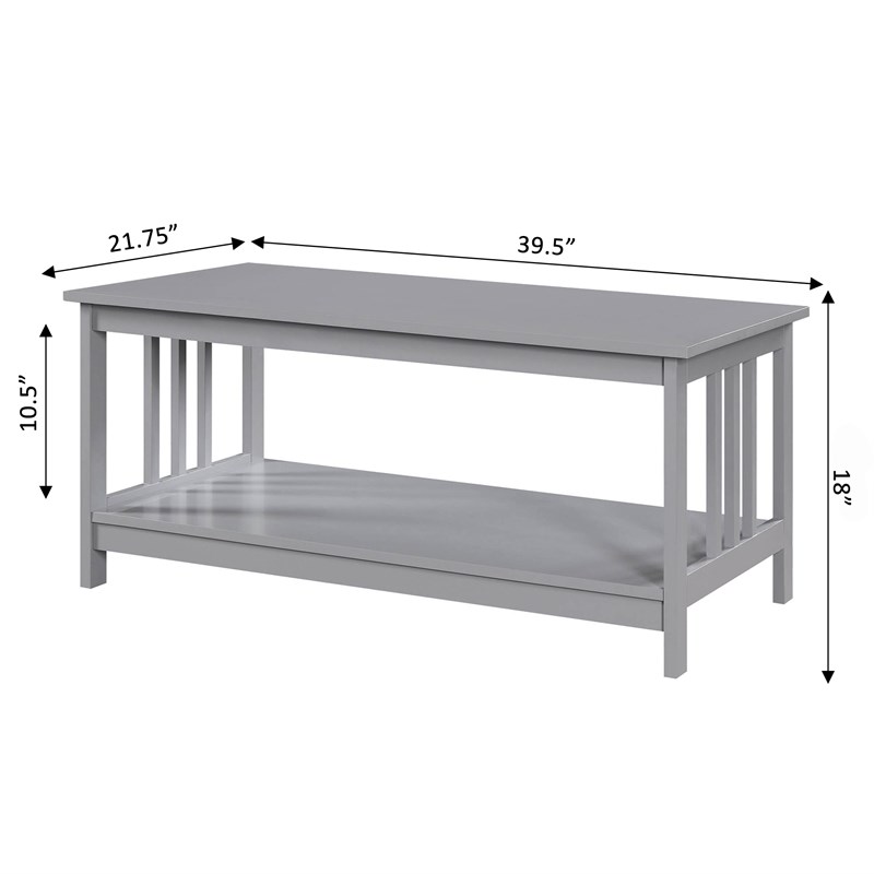 Convenience Concepts Mission Coffee Table in Gray Wood Finish