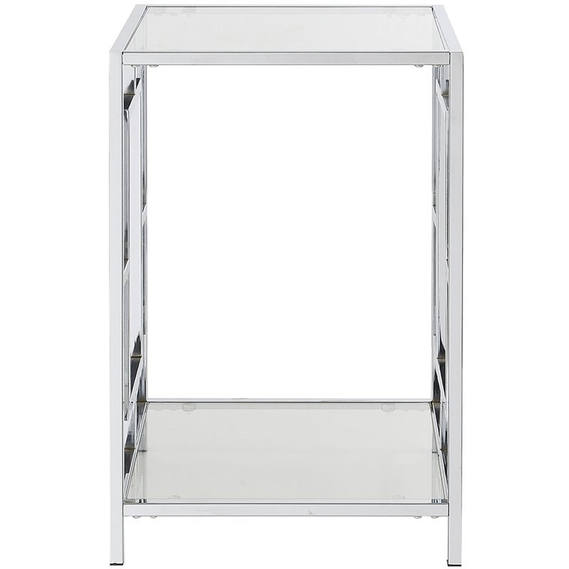 Convenience Concepts Town Square Glass Top End Table in Chrome Metal Frame
