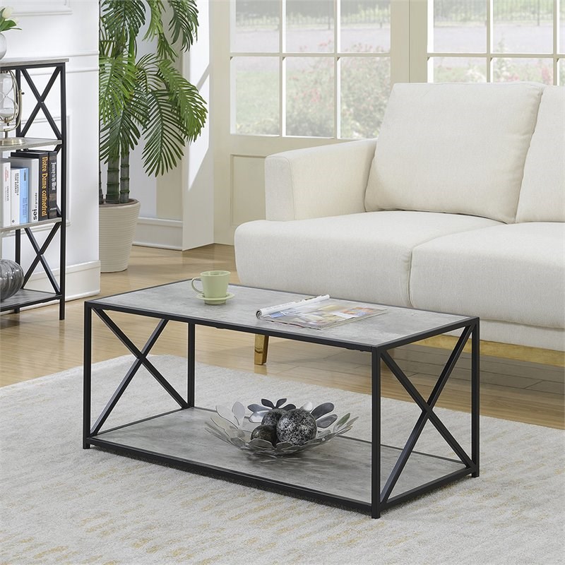 Convenience Concepts Tucson Coffee Table in Faux Birch Gray Wood Finish