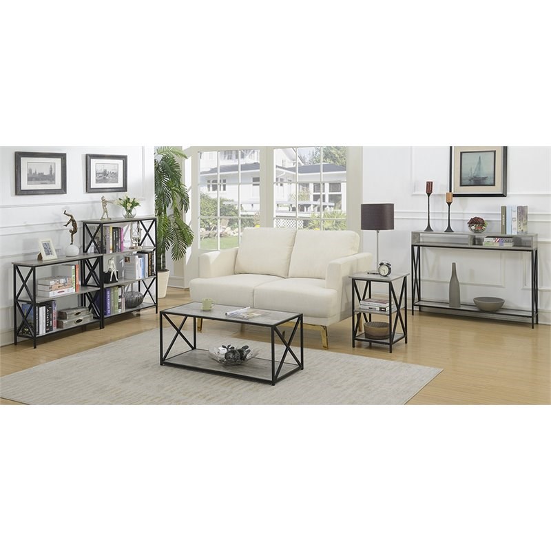 Convenience Concepts Tucson Console Table in Faux Birch Gray Wood Finish
