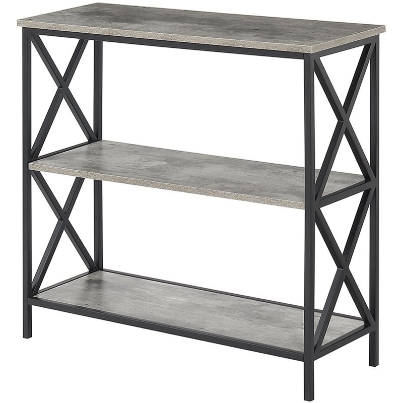 Convenience Concepts Tucson Three-Shelf Bookcase in Faux Birch Gray Wood Finish